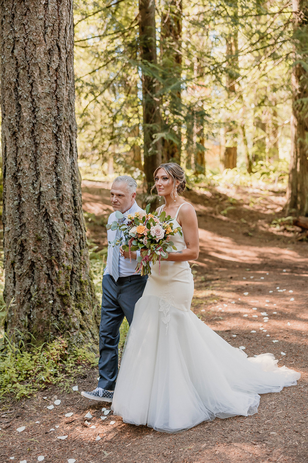 bride and father walking down the aisle Camp Colton - A Mystical Oregon Wedding Venue