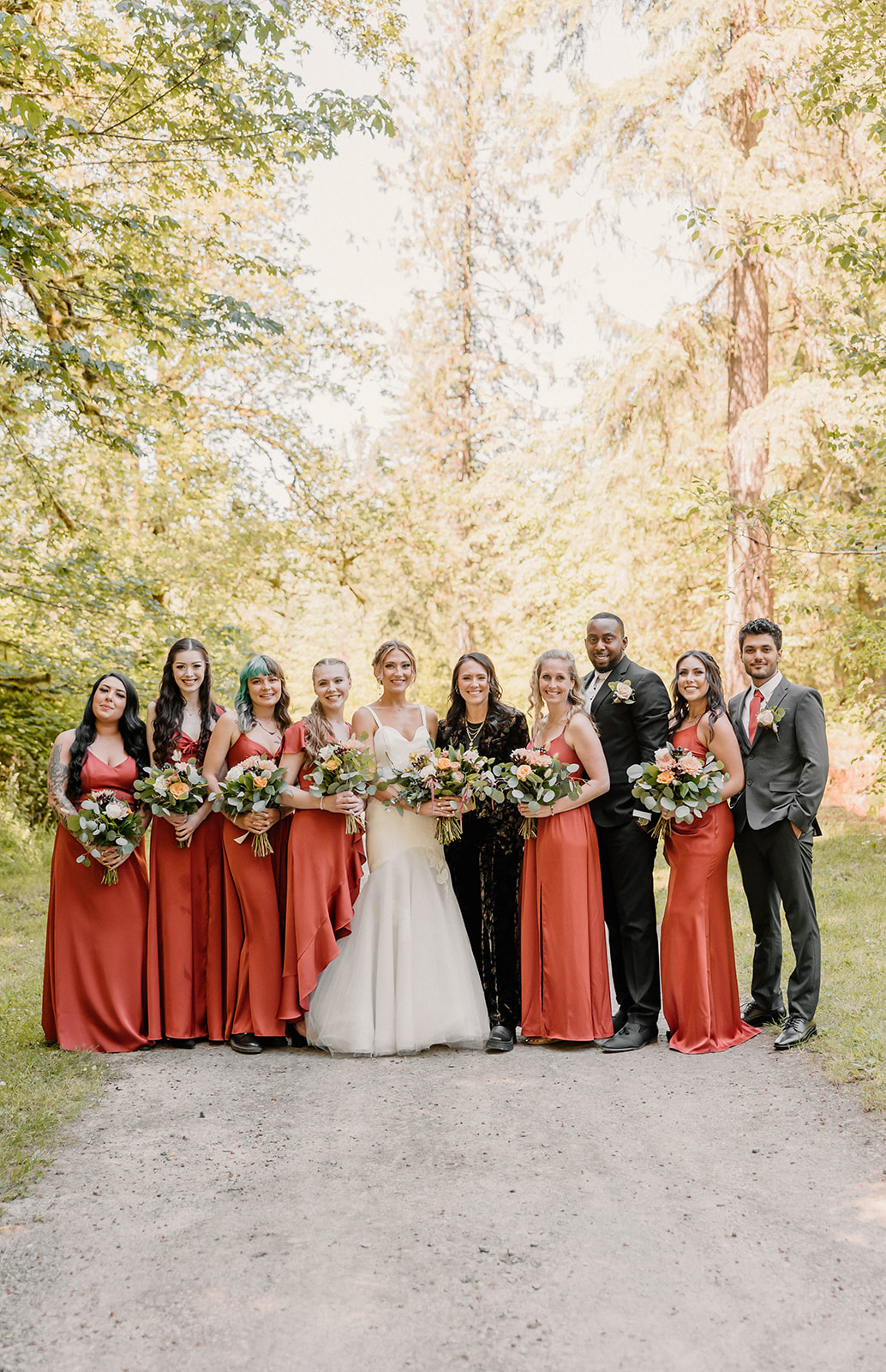 bridal party posing Camp Colton - A Mystical Oregon Wedding Venue