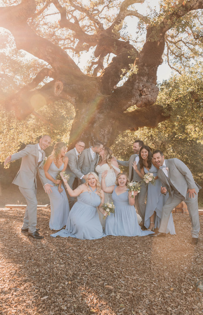 Bridal party portraits after wedding in bay area in california at mountain house estate