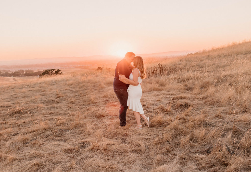 Couples sunset engagement photos in Crane Creek Regional Park in California Sanoma County
