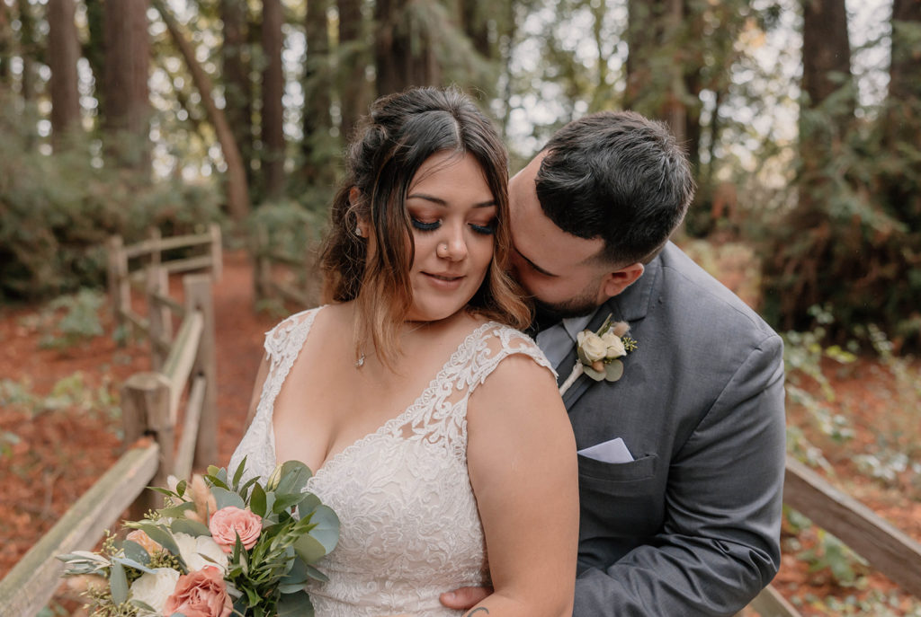 Bride and groom portraits after intimate wedding in California