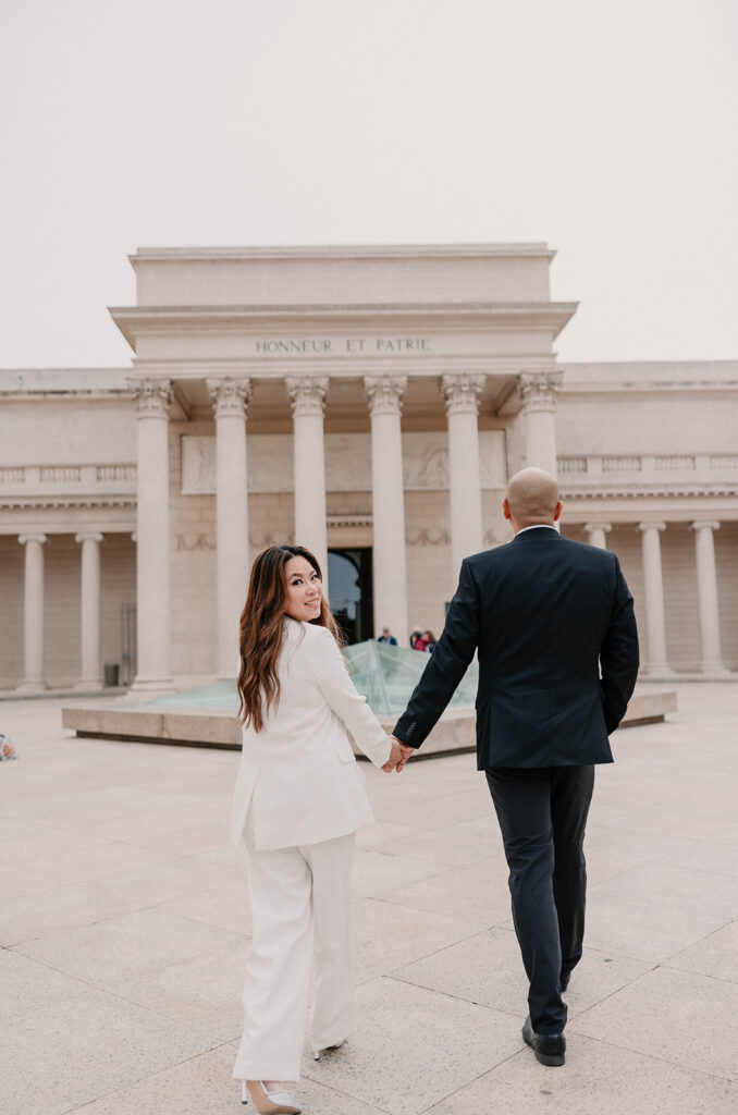 Modern and classy engagement session at The League of Honor Museum in San Francisco