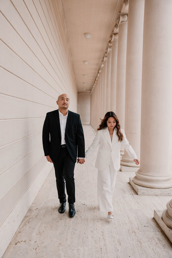 Modern and classy engagement session at The League of Honor Museum in San Francisco