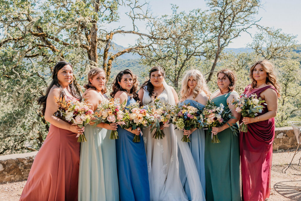Bride and bridesmaids photos at Saracina Vineyards in California Mendocino county