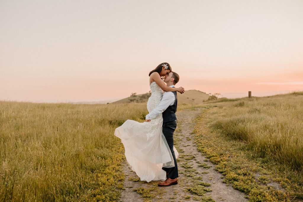 Bride and groom portraits from sunset bridal session at Crane Creek in Santa Rosa, CA