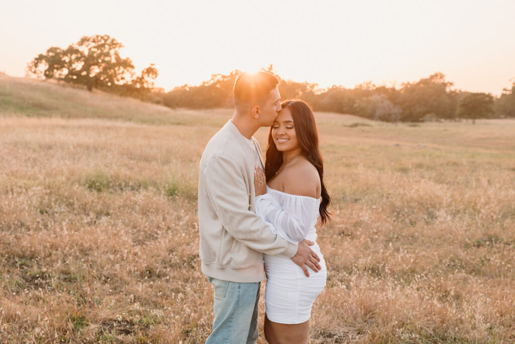 Couples field engagement photos in Sonoma