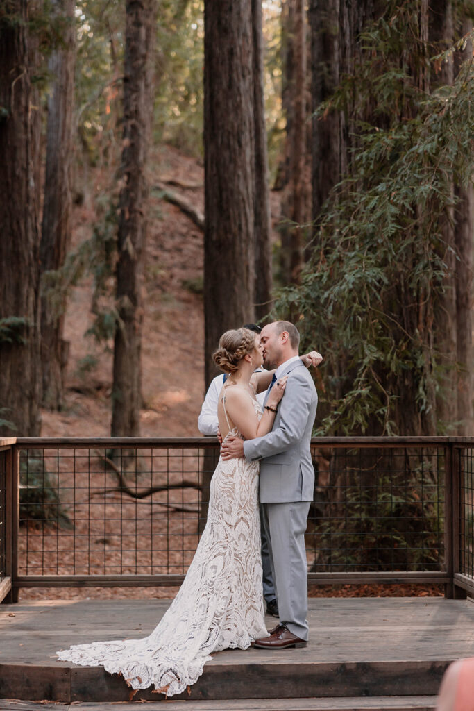 Intimate ceremony in the California forest