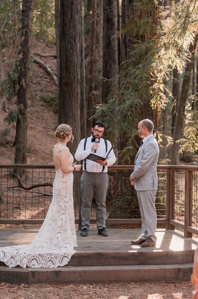 Intimate ceremony in the California forest