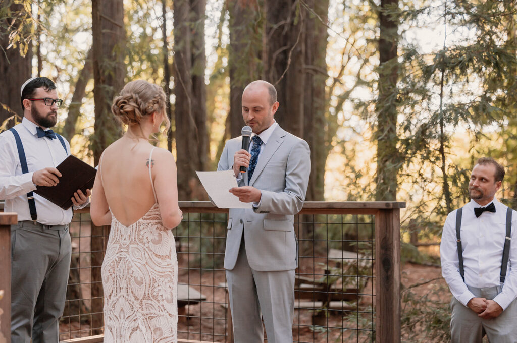Intimate redwood wedding ceremony