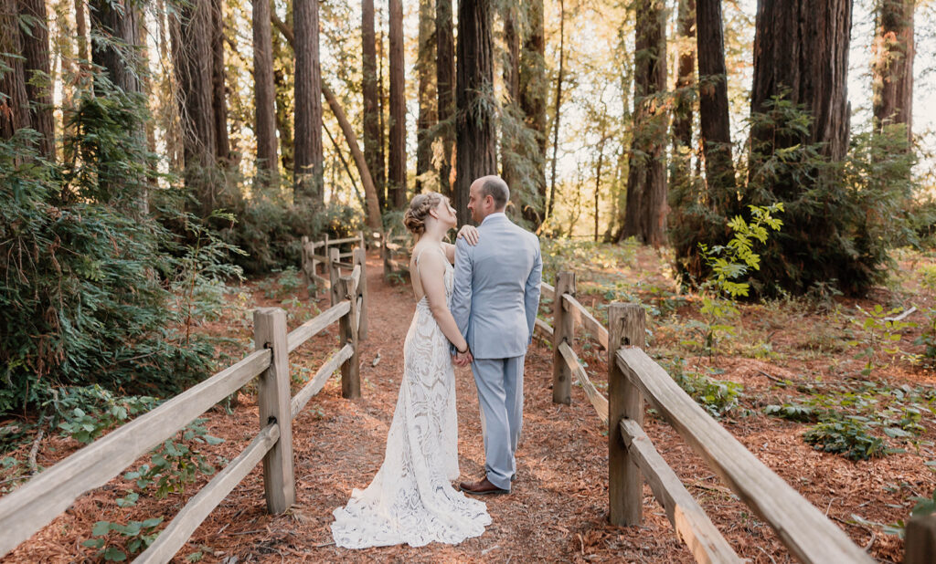 Bride and groom portraits from Redwoods wedding in Riverfront Regional Park