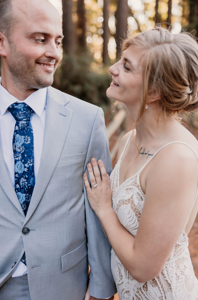 Bride and groom portraits from Redwoods wedding in Riverfront Regional Park