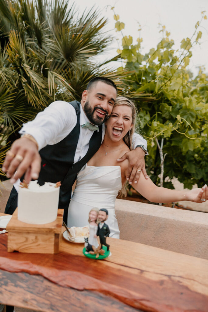 Bride and groom cutting wedding cake - Spirited Photo + Film - Northern California Wedding Photographer