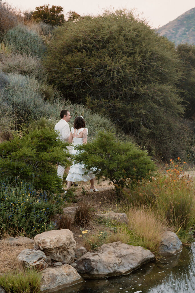 Bride and groom portraits from a non traditional wedding in Malibu
