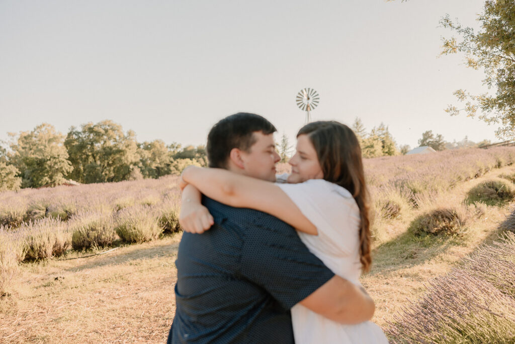Couples greater Sacramento engagement photos in the summer at Newcastle Lavender Farm