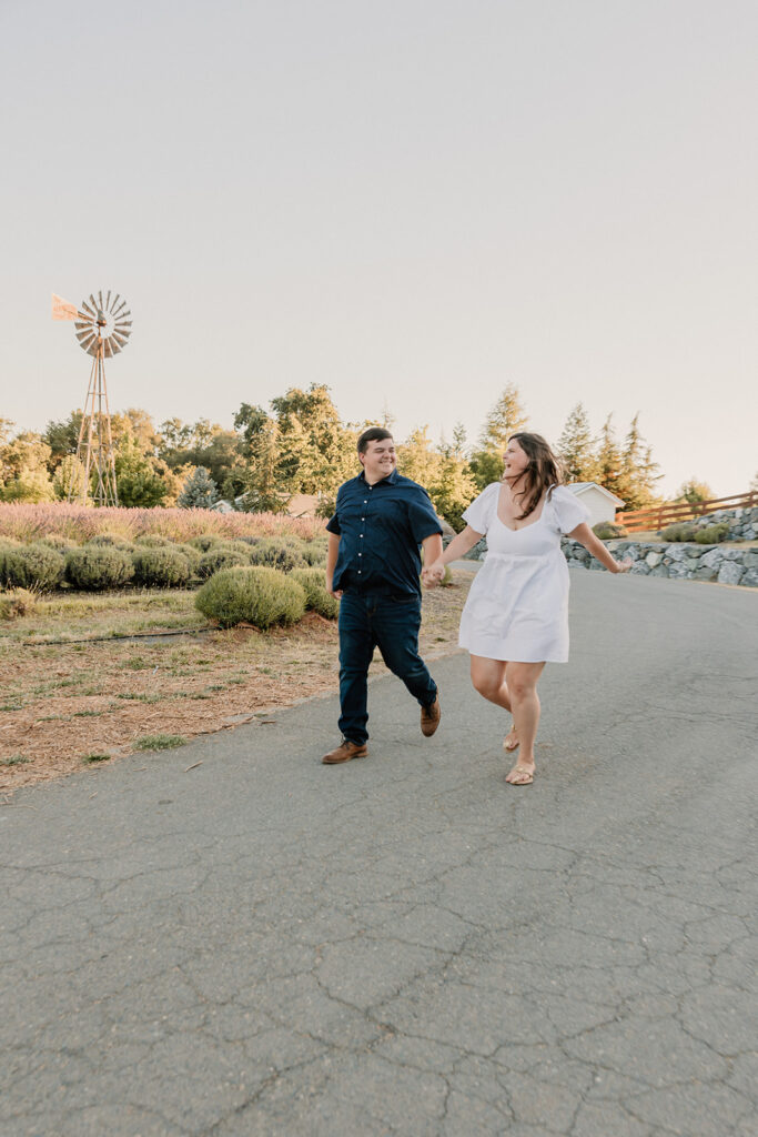 Couples greater Sacramento engagement photos in the summer at Newcastle Lavender Farm