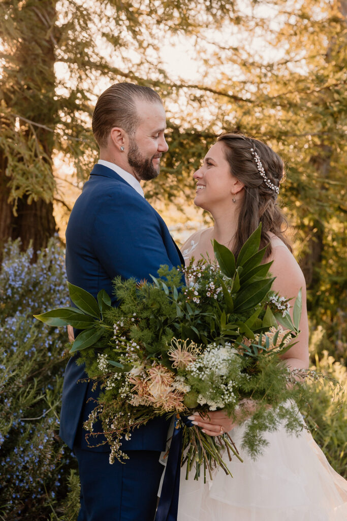 couple taking wedding photos in california
