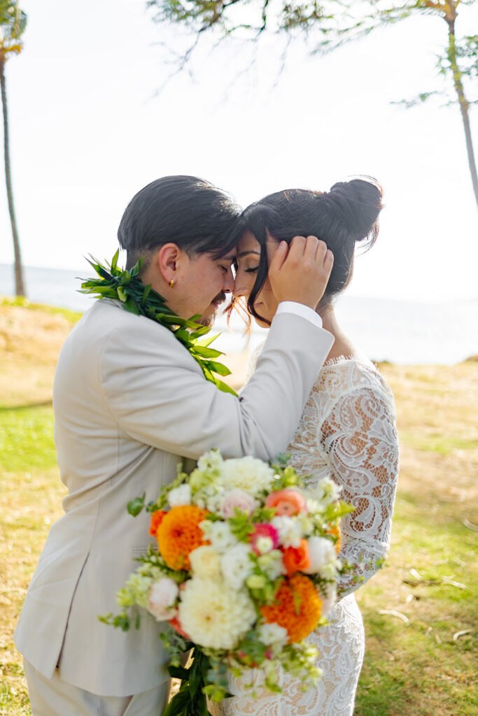 bride and groom having a photoshoot
