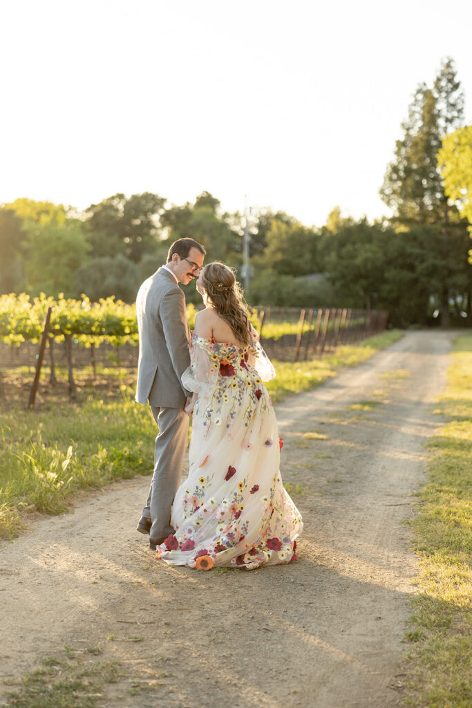 couple posing for wedding photos