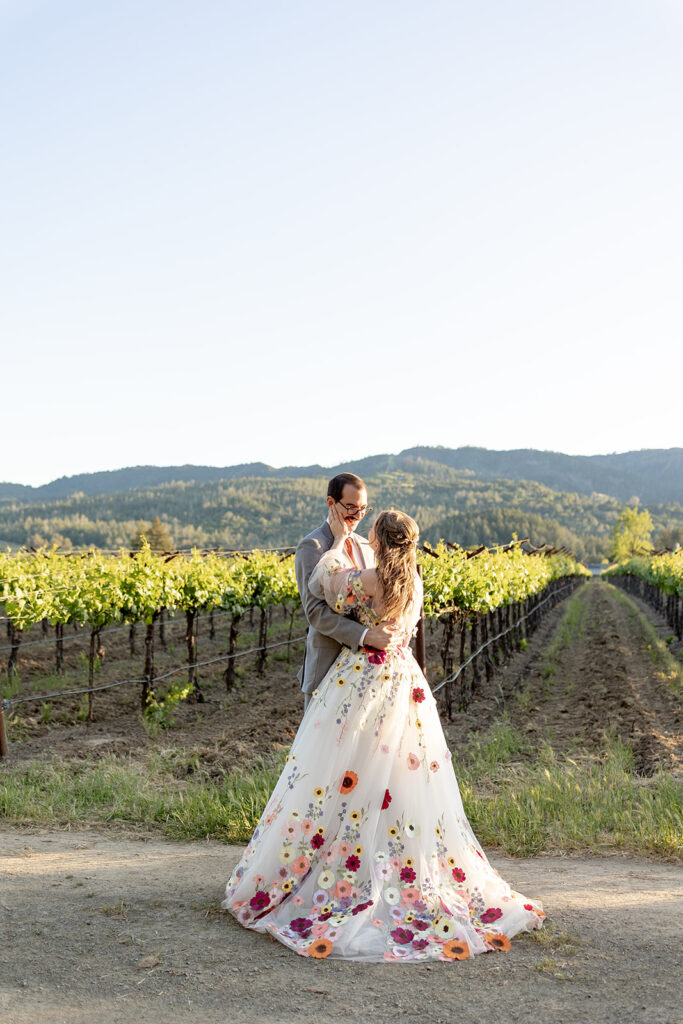 couple posing for wedding photos