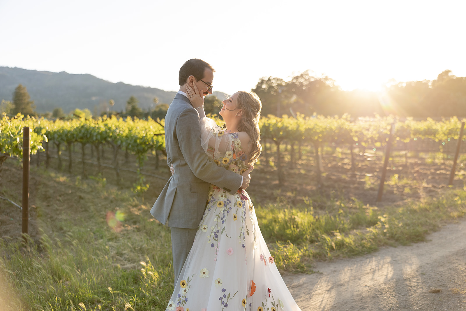 couple posing for wedding photos