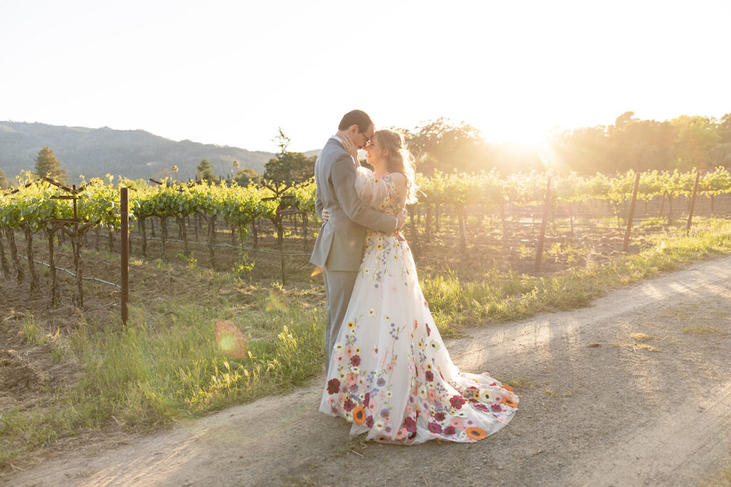 couple posing for wedding photos