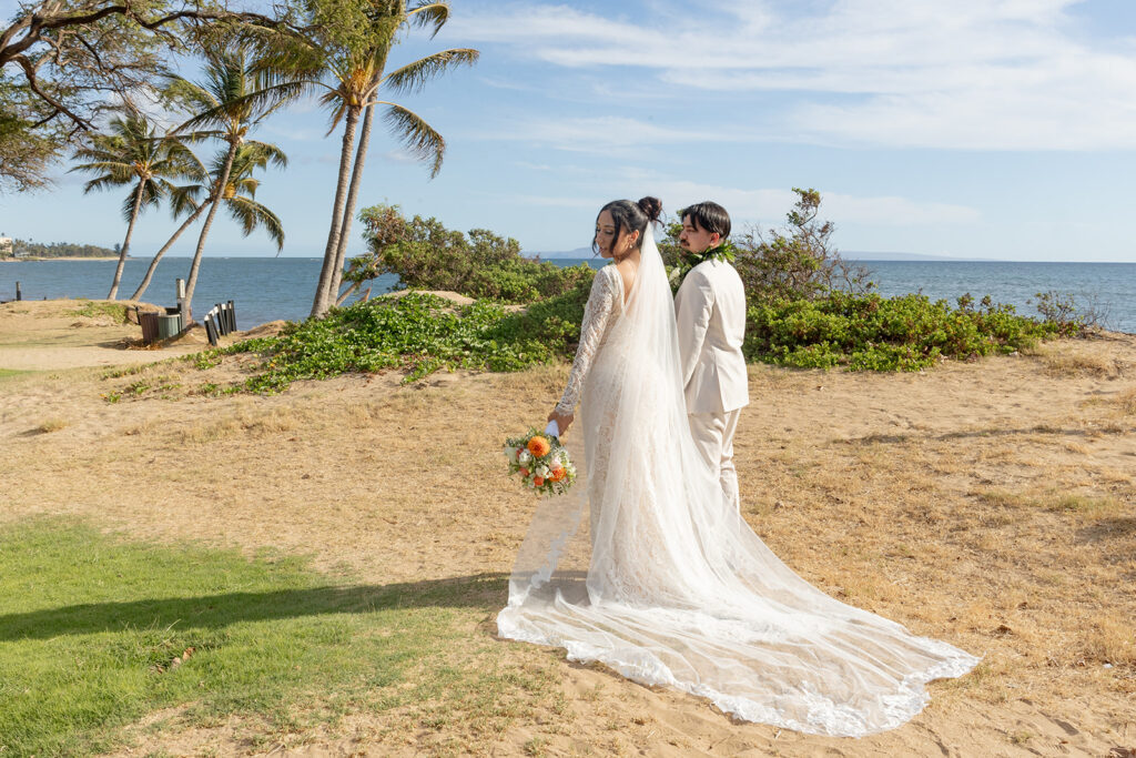 bride and groom having a photoshoot
