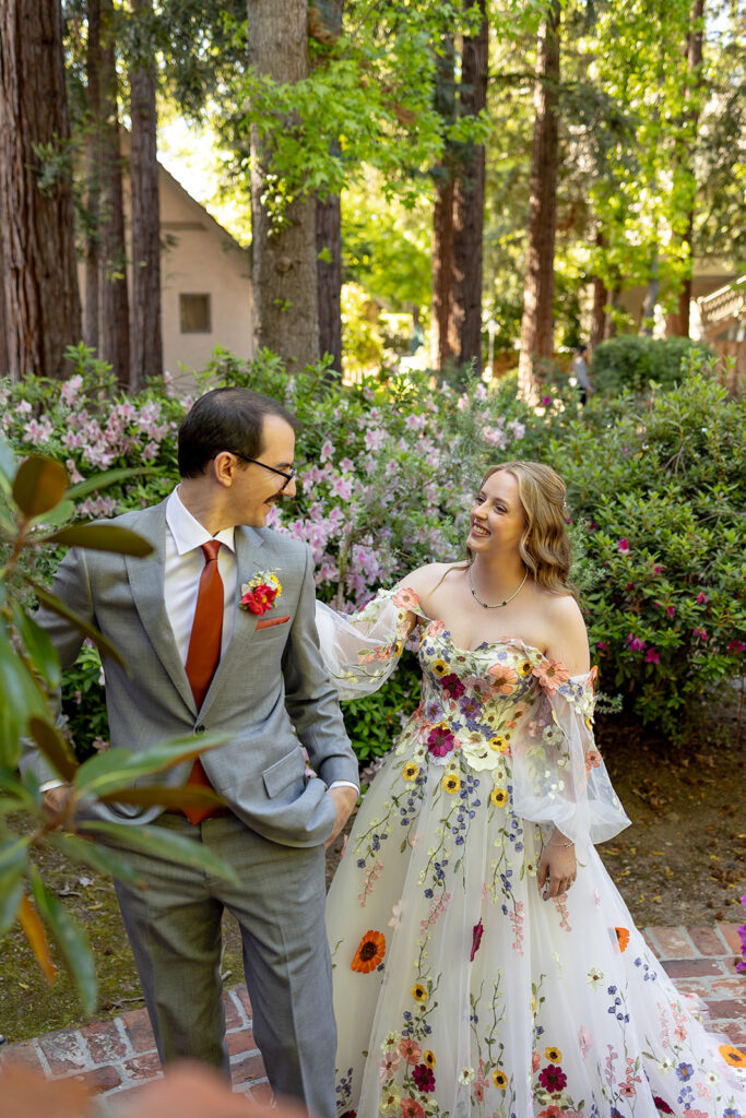 couple posing for wedding photos