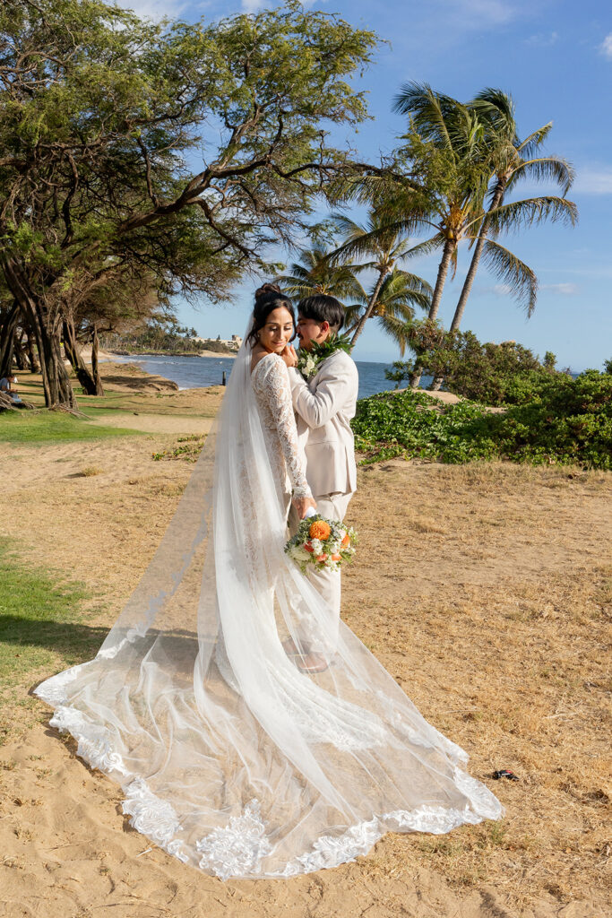 bride and groom having a photoshoot
