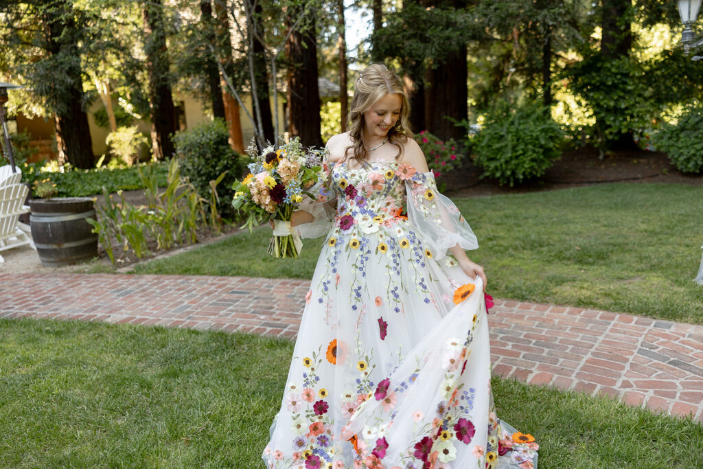 bride and groom taking wedding photos