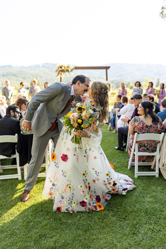 couple posing for wedding photos 
