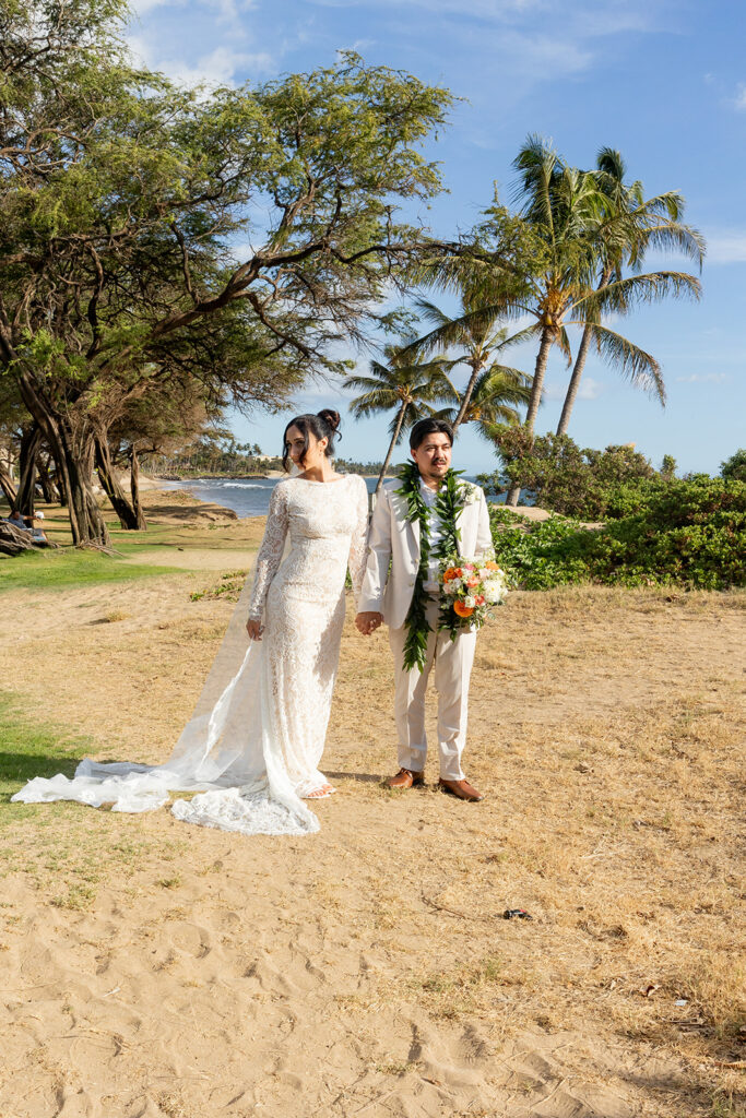 bride and groom having a photoshoot
