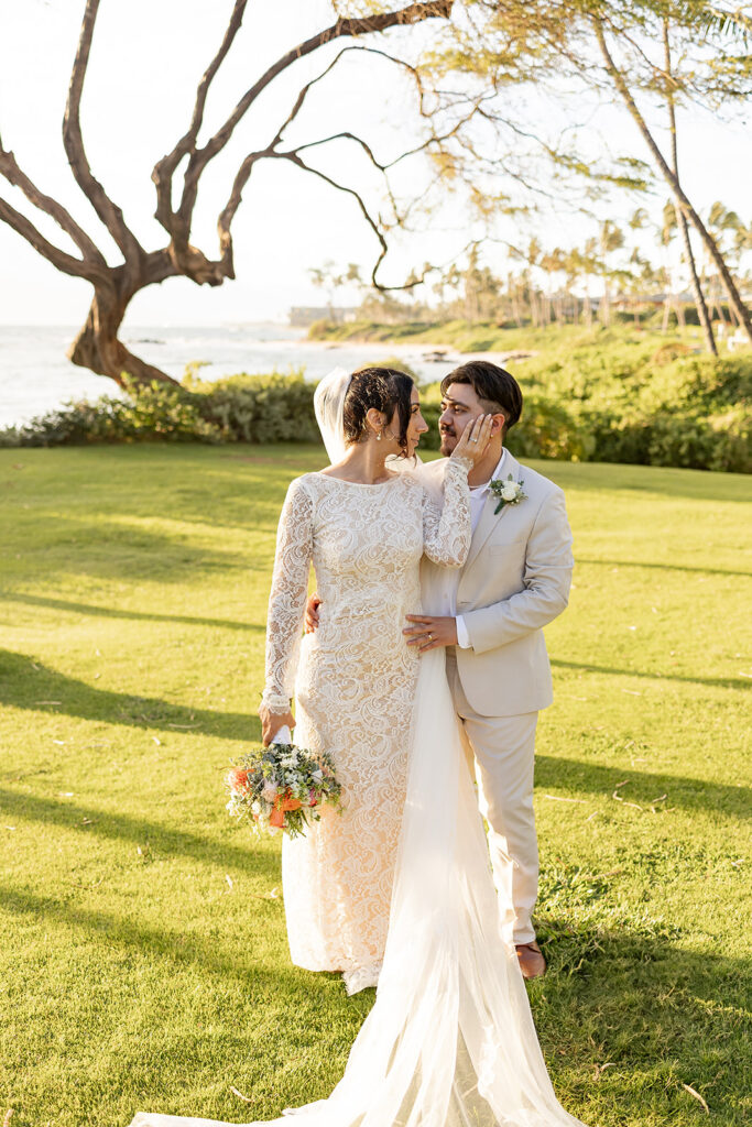 bride and groom having a photoshoot
