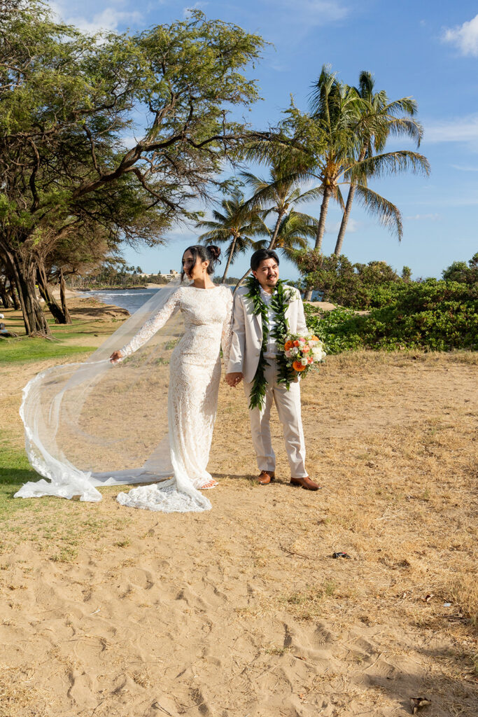 bride and groom having a photoshoot
