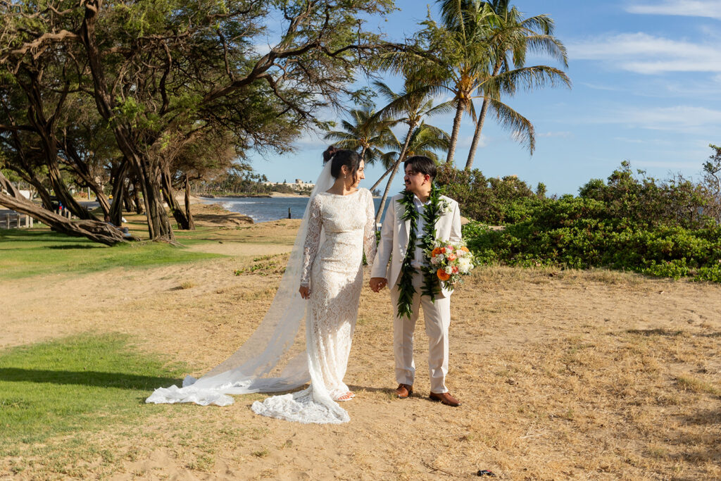 bride and groom having a photoshoot
