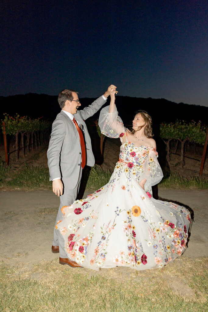 couple posing for wedding photos 
