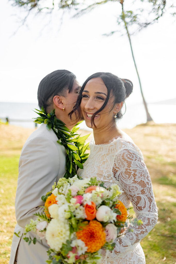 bride and groom having a photoshoot