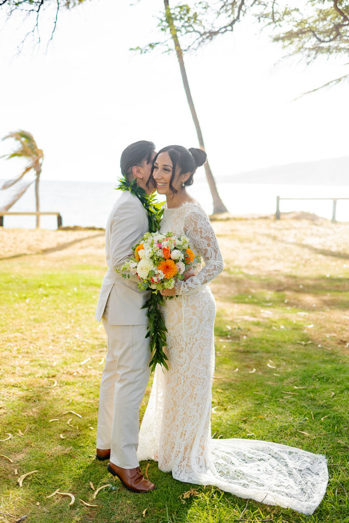 bride and groom having a photoshoot
