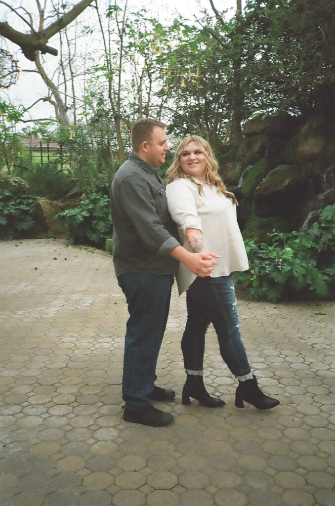 couple taking engagement photos
