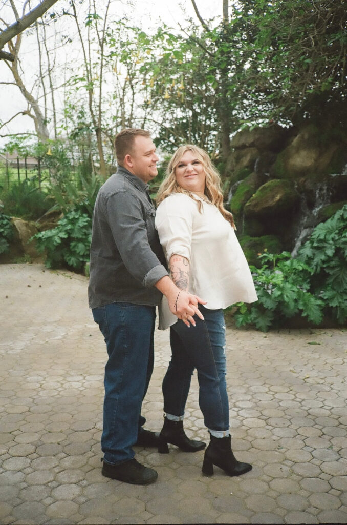 couple taking engagement photos
