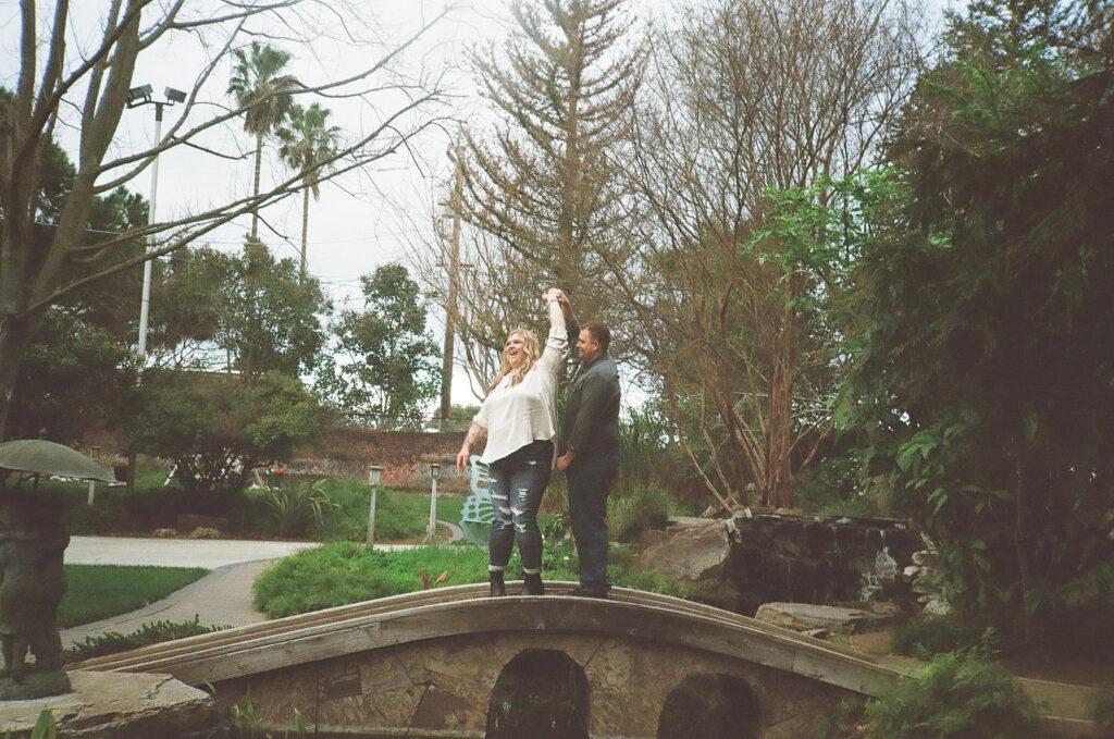 couple taking engagement photos
