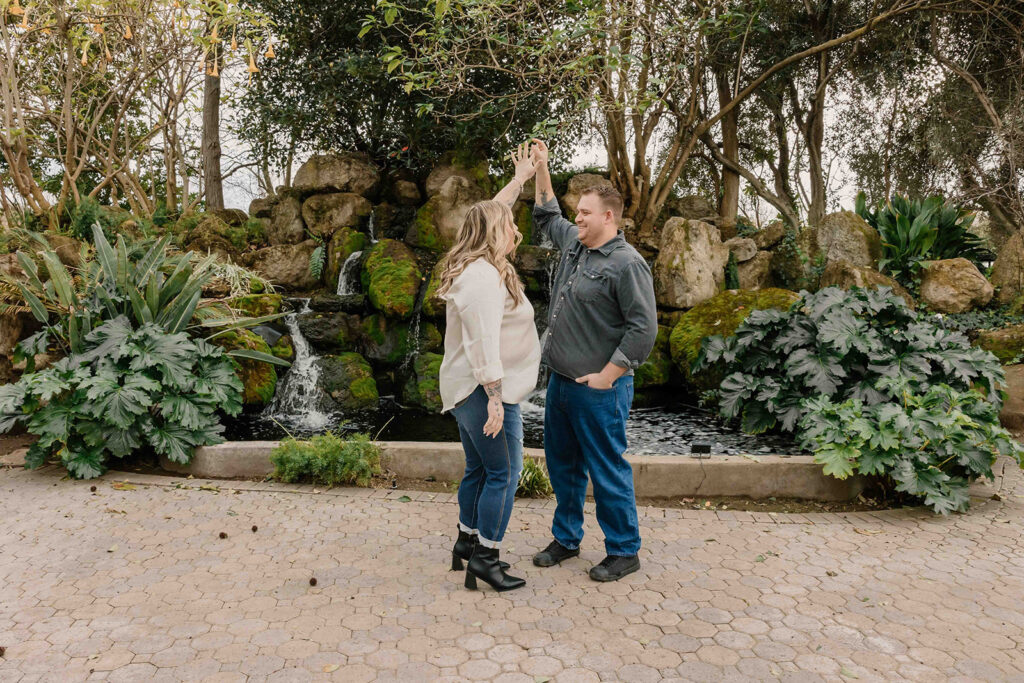 couple taking engagement photos
