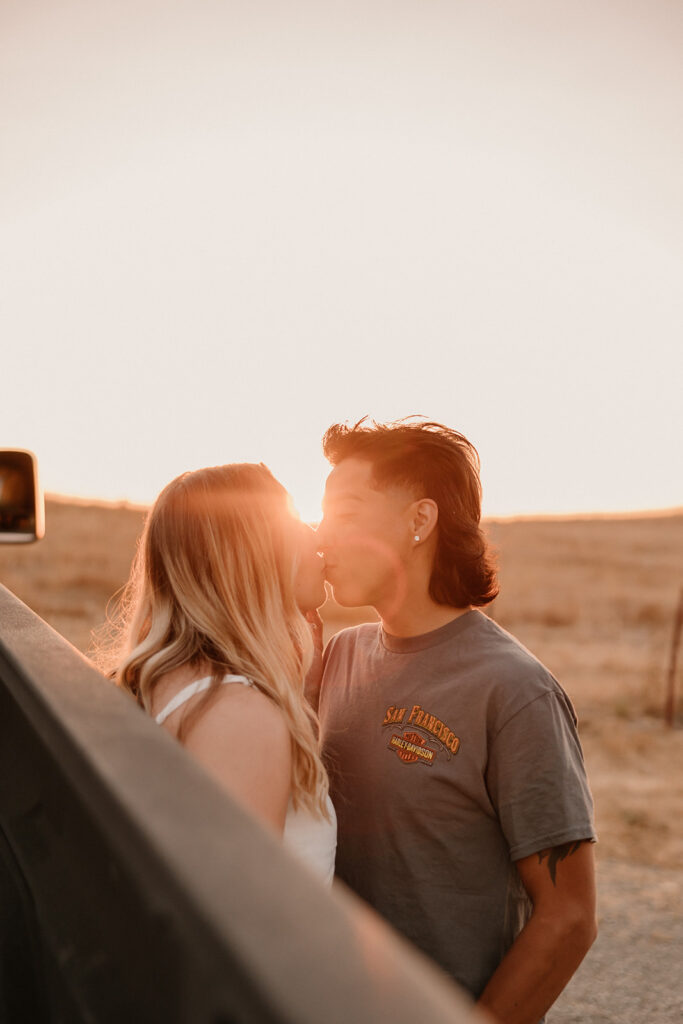 couple posing with their truck in Rohnert Park
