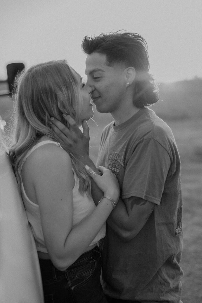 couple posing with their truck in Rohnert Park
