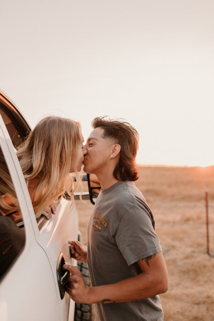 couple posing for engagement photos in Rohnert Park
