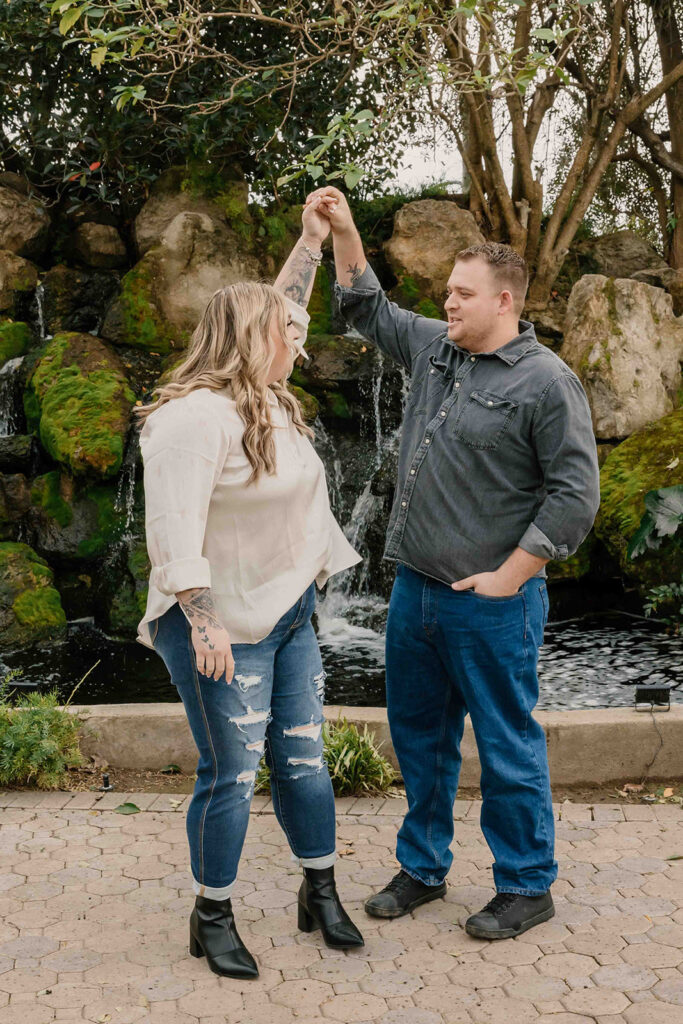 couple taking engagement photos
