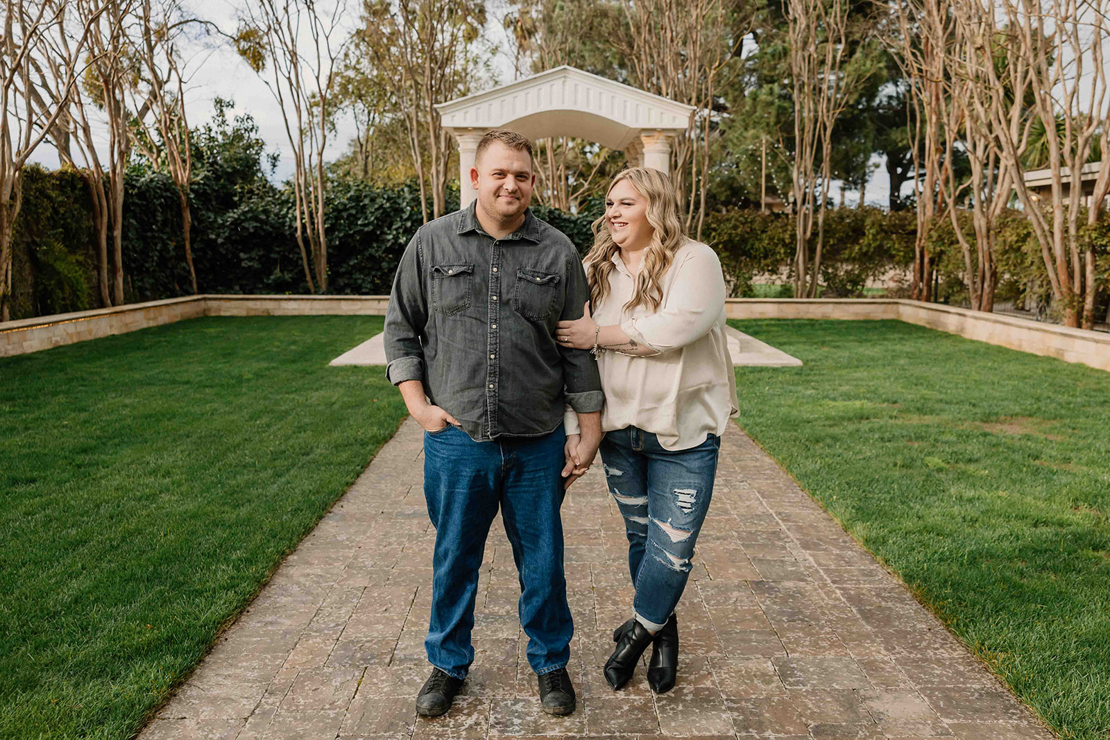 couple taking engagement photos