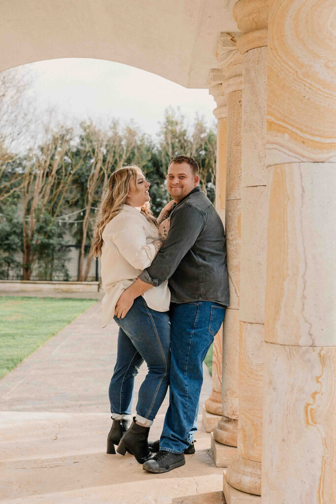 couple taking engagement photos
