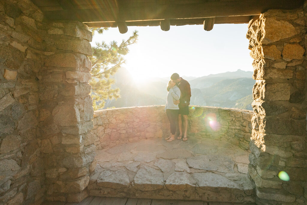 an engagement photoshoot outdoors in yosemite
