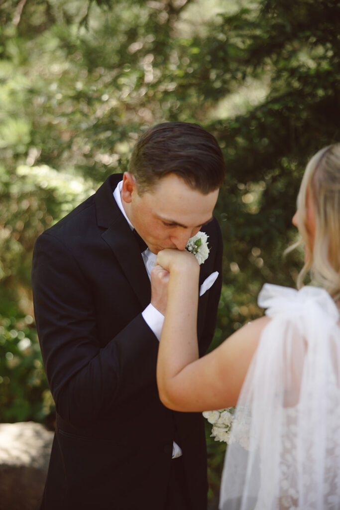 couple posing for wedding photos