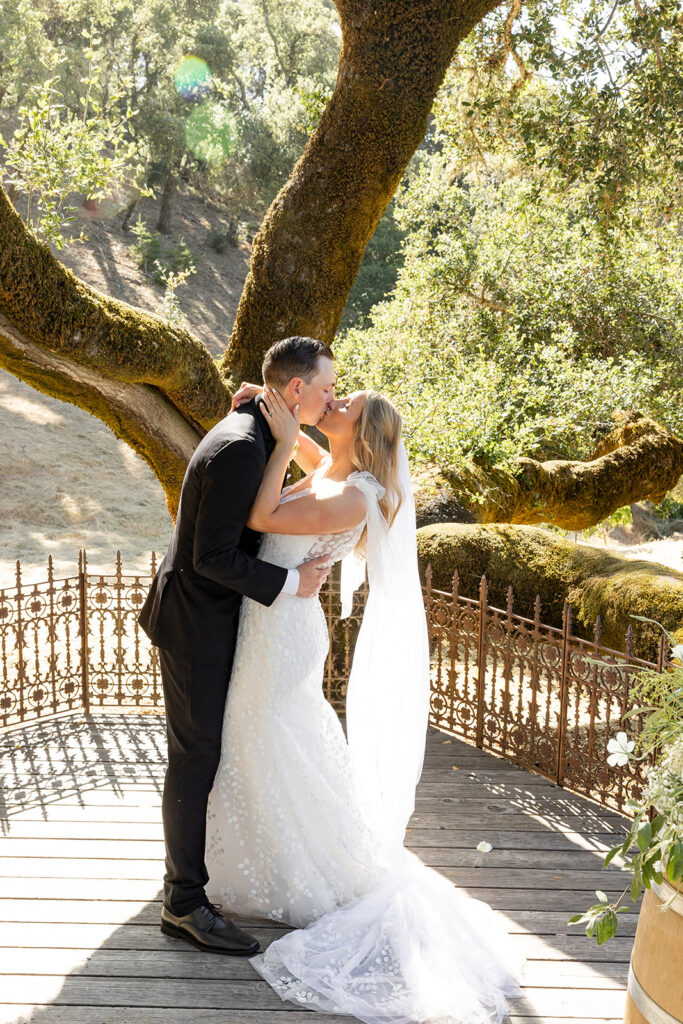 couple posing for wedding photos
